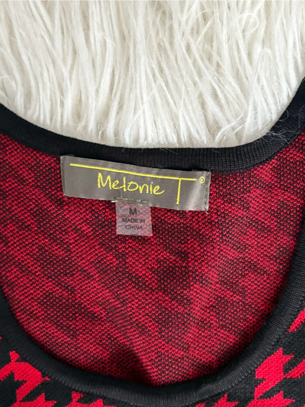 Melonie T Red & Black Houndstooth Sweater Dress & Blazer 2-Piece Set Size M - Picture 5 of 6